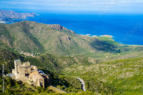 View of the Monasterio de Sant Pere de Rodes in Catalonia, Spain photo