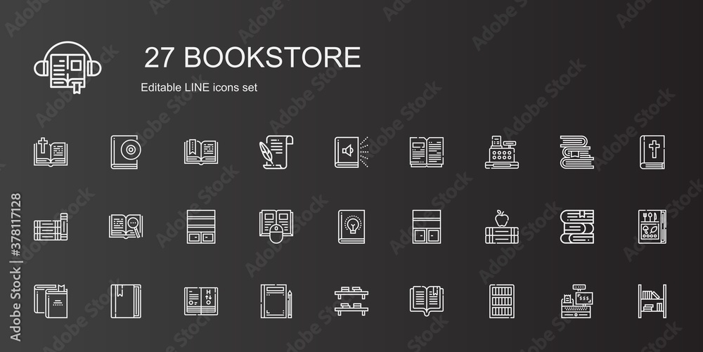 bookstore icons set