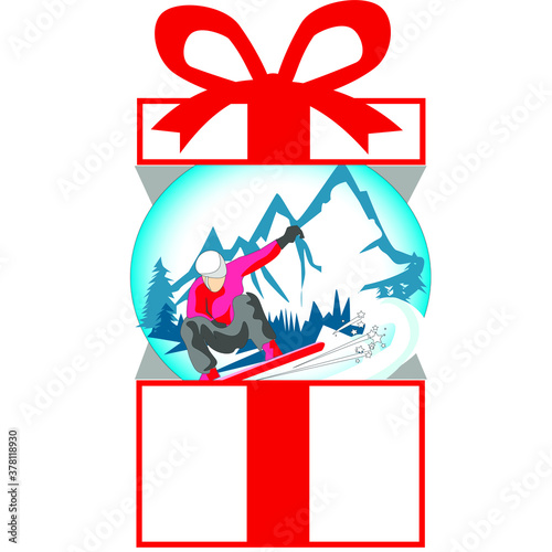 vector illustration of a ski resort for a snowboarder