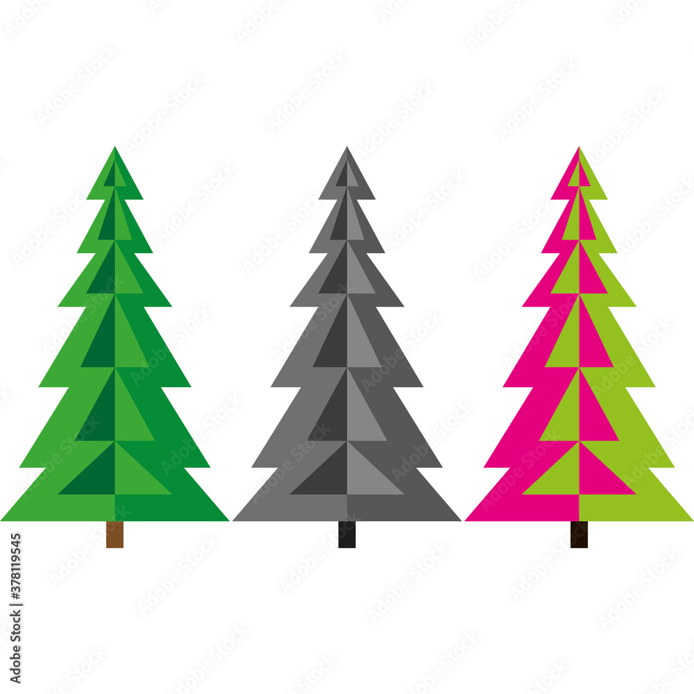 Obraz premium Set of three origami style christmas trees