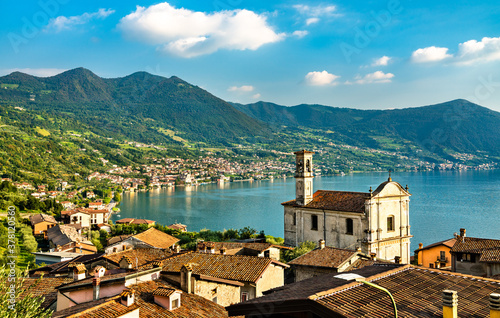 Fototapeta Naklejka Na Ścianę i Meble -  Church of Saints Rocco and Nepomuceno in Marone at Lake Iseo in Italy