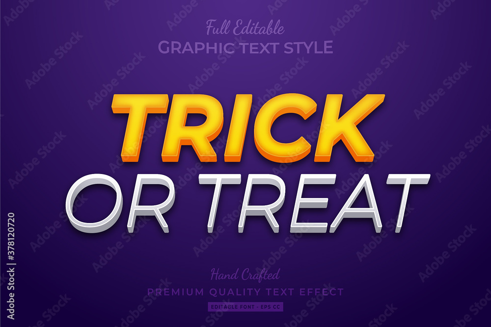 Trick or Treat Editable 3D Text Style Effect Premium