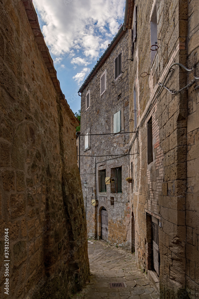 Street at the old town of Sorano at the Tuscany Region in Italy Street at the old town of Sorano at the Tuscany Region in Italy