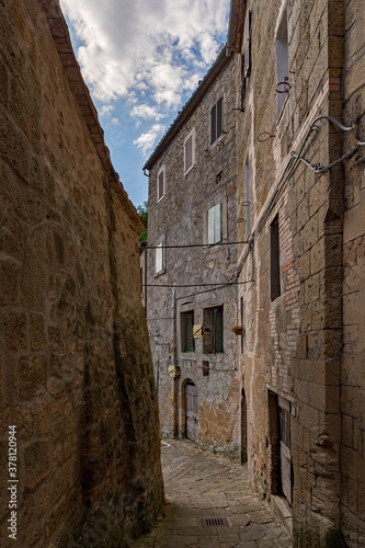 Street at the old town of Sorano at the Tuscany Region in Italy 