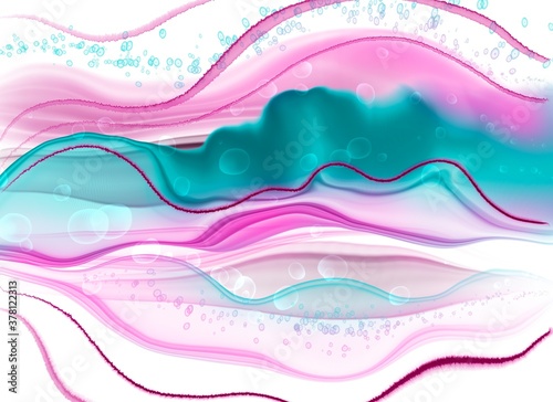 Abstract flowing pink and teal blue colors background 