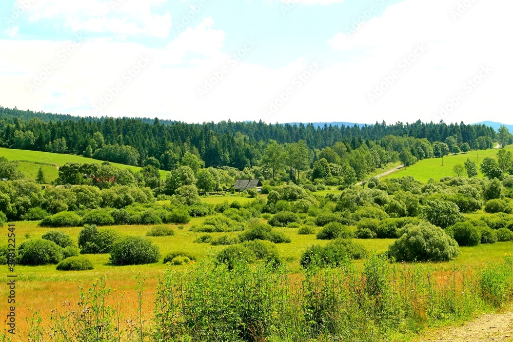 Obraz premium Jałowe, Panorama, Krajobraz, Natura, Kościół, Zabytek, 