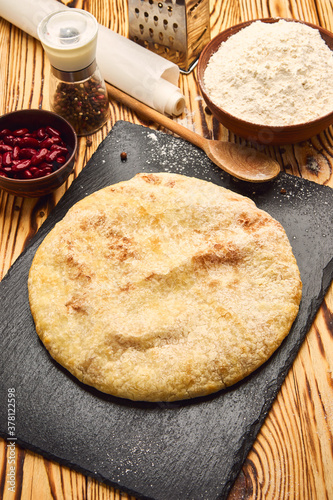 National traditional Caucasian food: Ossetian pies, khachapuri, chudu