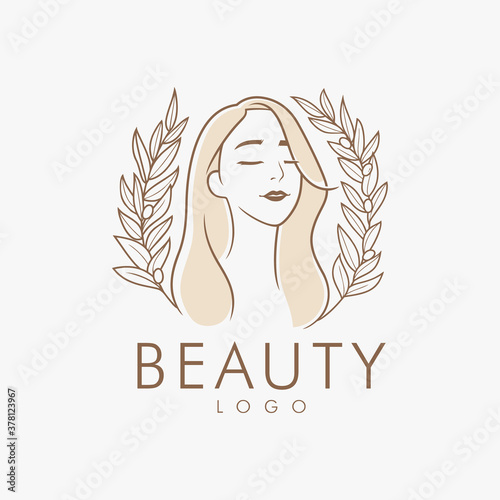 Beauty long hair woman feminine salon logo