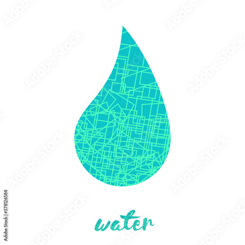 Water rain drop, sign icon or symbol of water, vector illustration.