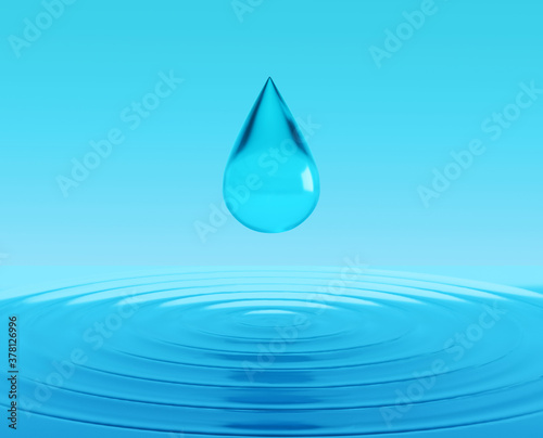 a water drop close up, water purity, clean water problem concept, 3d render