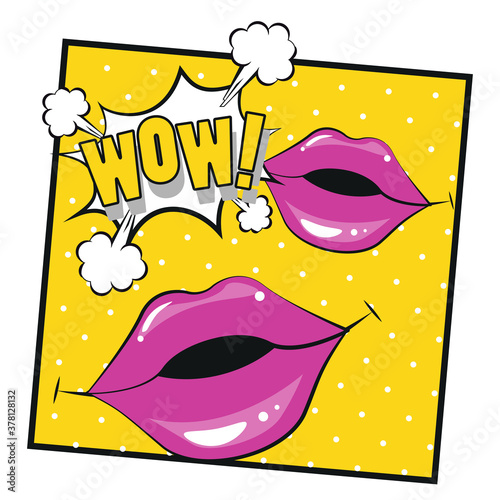 sexi female mouths with wow expression pop art style