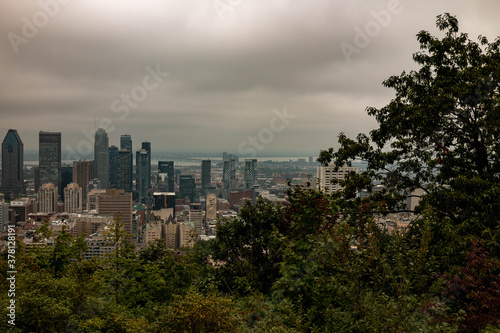 Montreal skyline view from the popular Mont Royal Lookout