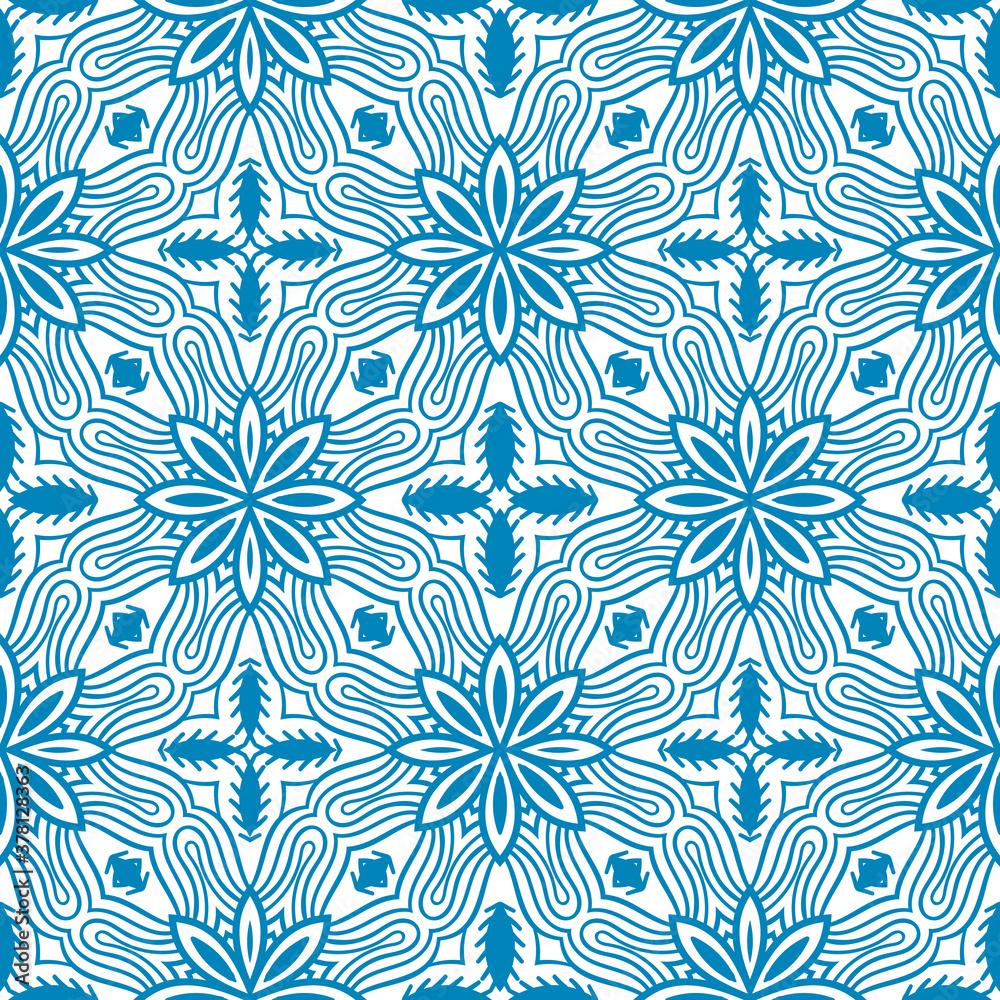 Fantasy seamless pattern with decorative mandala. Abstract round doodle floral background. Floral geometric infinity background. Wrapping paper, textiles, fabric. Vector illustration. Fantasy seamless pattern with decorative mandala. Abstract round doodle floral background. Floral geometric infinity background. Wrapping paper, textiles, fabric. Vector illustration.