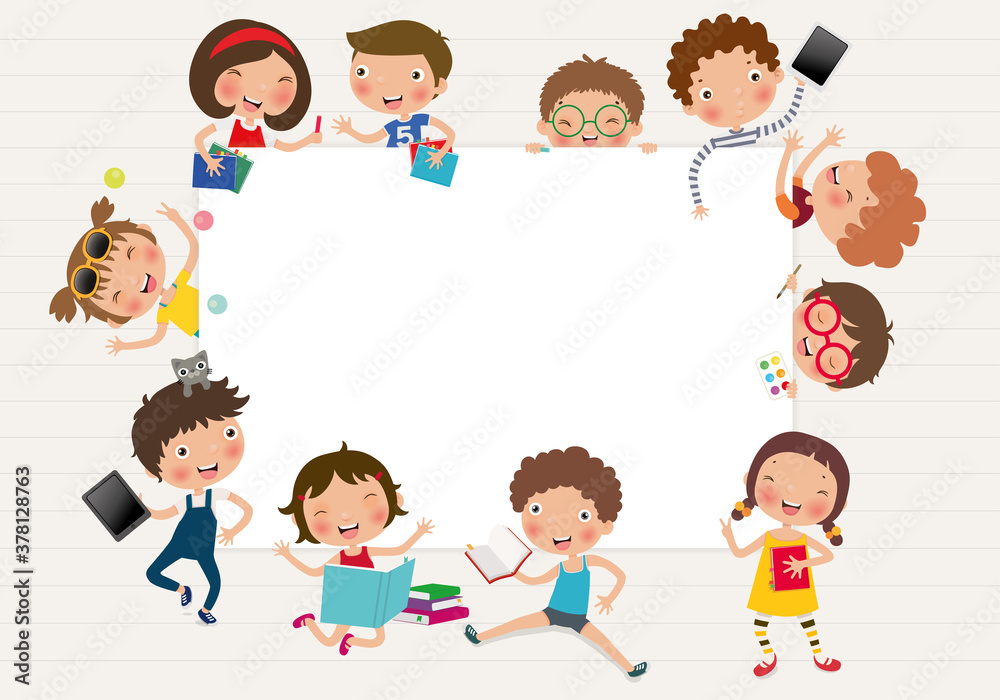 Fototapeta premium Education of Preschool Children, white space for your text entry, vector, illustration