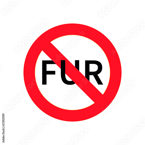 No fur clothes sign.Text ligature with round crossed