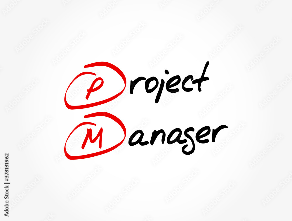 PM - Project Manager acronym, business concept background