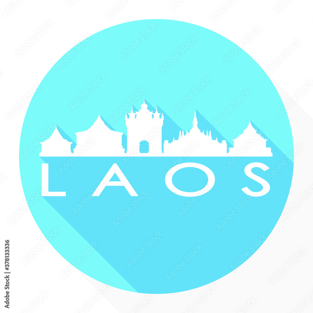 Laos Flat Icon Skyline Silhouette Design City Vector Art logo.