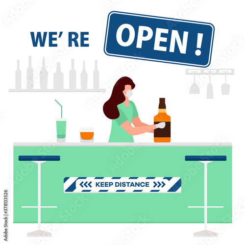 Quarantine open cafe bar Social distancing People
