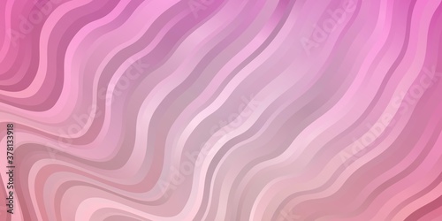 Light Pink vector pattern with wry lines. Bright illustration with gradient circular arcs. Pattern for booklets, leaflets.