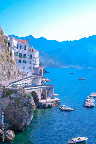 Amalfi coast. Beautiful panorama with the sea. High quality photo