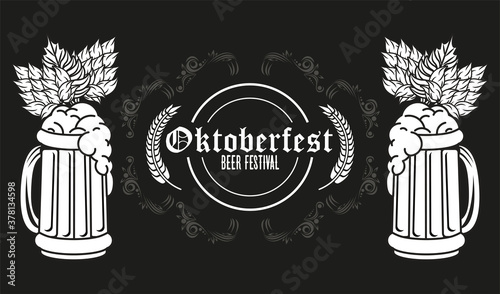 oktoberfest celebration festival with beers jars