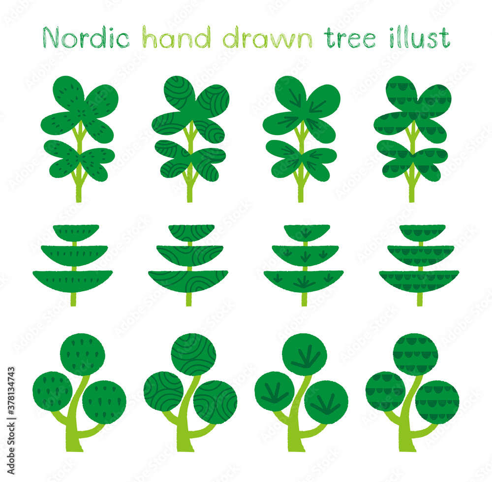 北欧風の手描きの木のイラスト素材 Stock Vector Adobe Stock