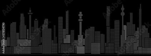Seamless cyberpunk cityscape lights background
