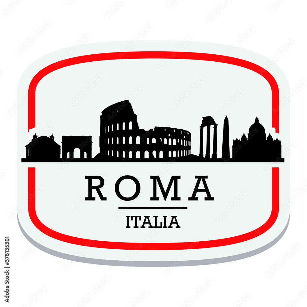 Rome Italy Label Stamp Icon Skyline City Design Tourism Logo.