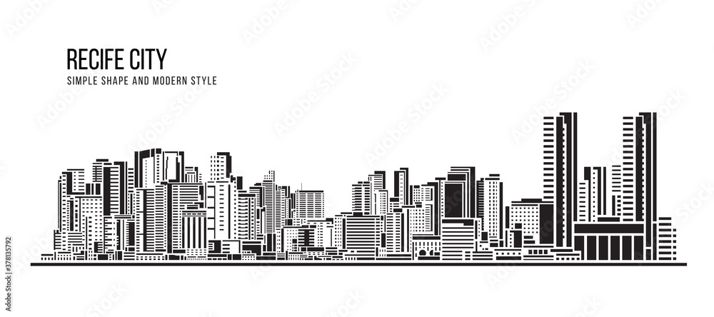 Cityscape Building Abstract shape and modern style art Vector design -  Recife city (brazil)