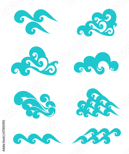 Waves vector set, element design, sign symbol or logo, natural water, aqua. Wave background.