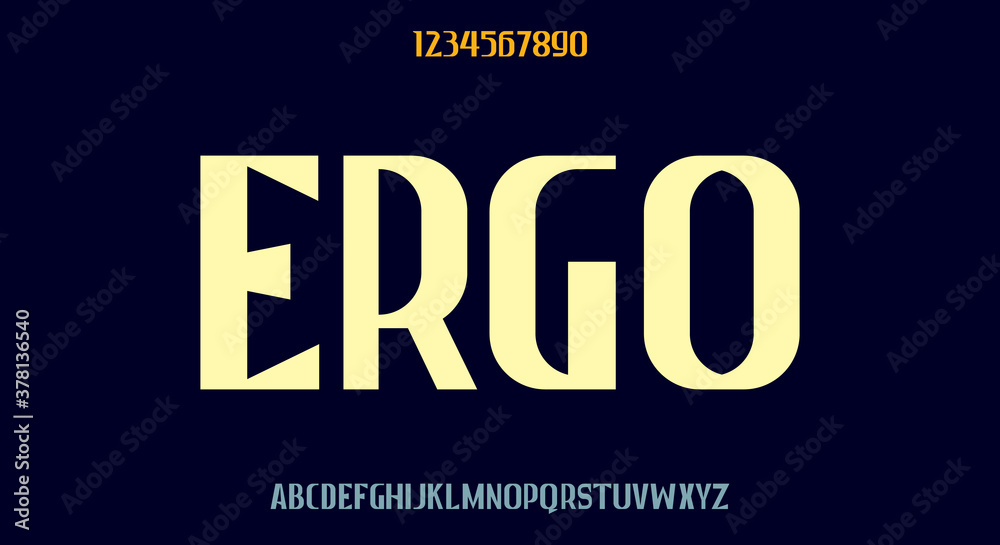 Obraz premium Ergo, tall bold display font, modern typeface design vector illustration