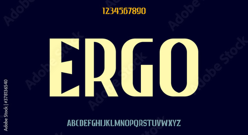Ergo, tall bold display font, modern typeface design vector illustration