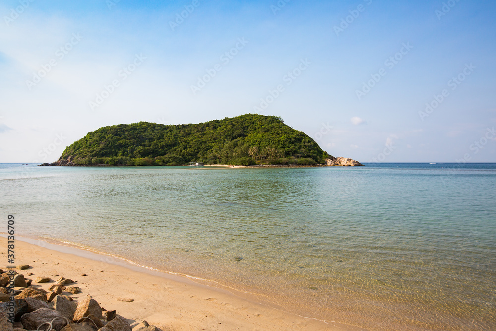 Beach with Crystal water and Rocks beach view at Koh Phangan Island Thailand
