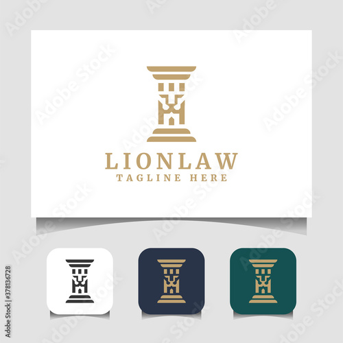 Lion law logo template vector