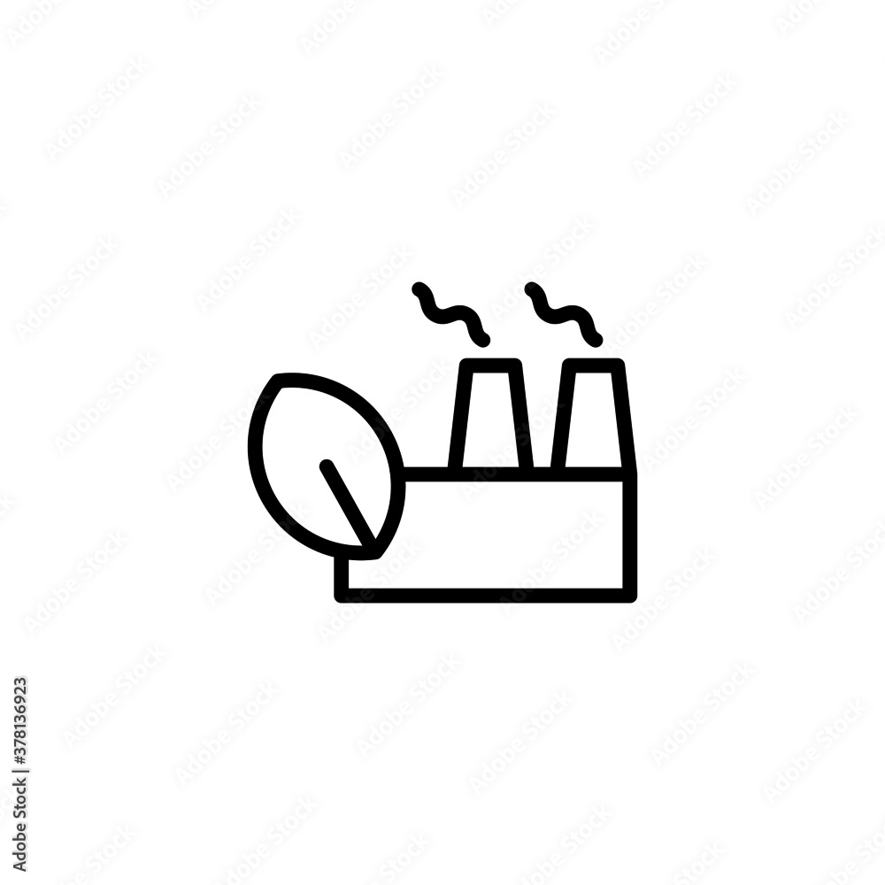 eco factory Icon  in black line style icon, style isolated on white background