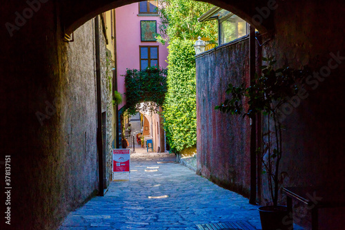 Varenna, lake Como, Italy September 20, 2019. Street in Varenna, a small town on lake Como, Italy