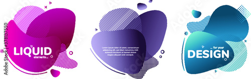 Set of abstract modern graphic banners. Gradients fluid shape. Dynamic liquid form with bright colors and place for your text. Geometric template logo, flyer or presentation design.Vector illustration