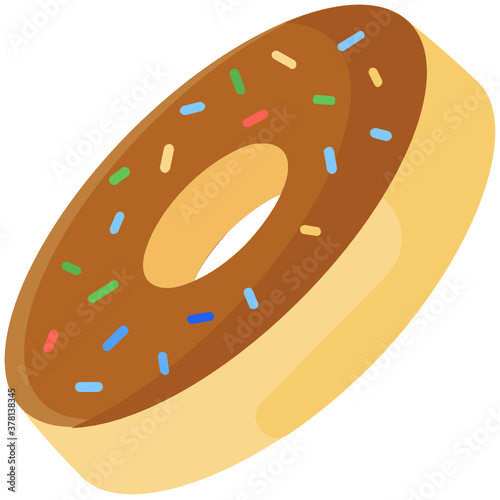 
Fried dough confection or dessert food, icon of donut 
