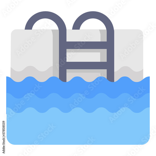 
Swimming pool icon in flat vector design, editable lap pool concept 
