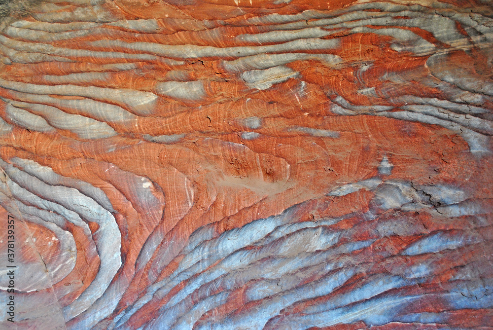Naklejka premium Patterns on rocks in Petra, Jordan