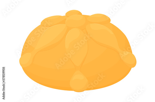 Bread of the dead for mexican celebration Dia de Muertos isolated on white. Traditional Spanish  bread vector illustration