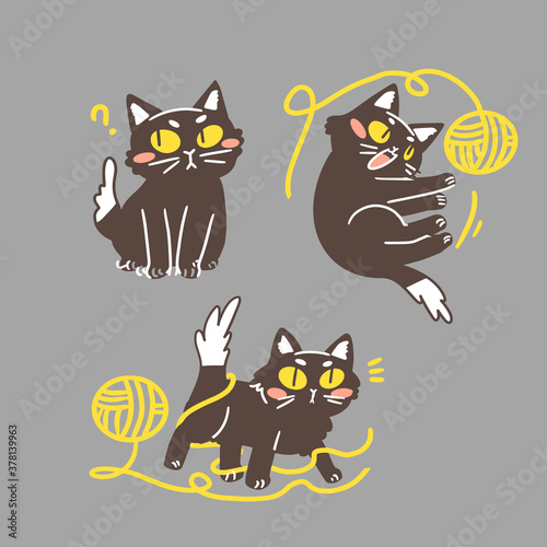 black kitten cat doodle drawing sticker