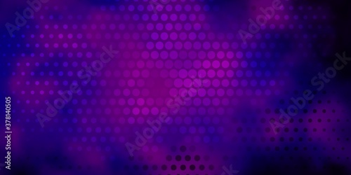Dark Purple vector background with spots. Modern abstract illustration with colorful circle shapes. Pattern for websites.