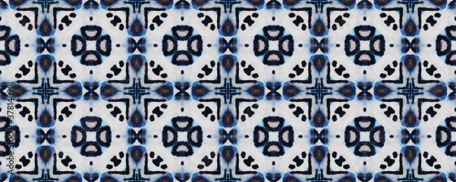 Boho Textures. Indigo and Black Textile Print. Asian Backdrop.  Multicolor Natural Ethnic Illustration. Seamless Boho Textures.