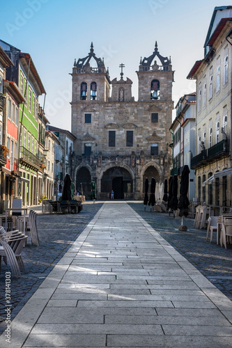 Cathedral With Two Bell Towers, Colourful Adjacent Apartments & Leading Lines, Braga, Portugal