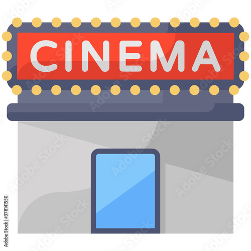 
A movie theater icon, flat design of cinema hall 
