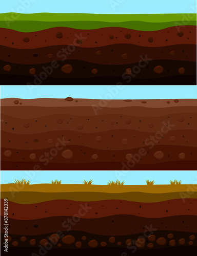 Backgrounds set with different soils and lands. Different grounds collection. Seamless patterns