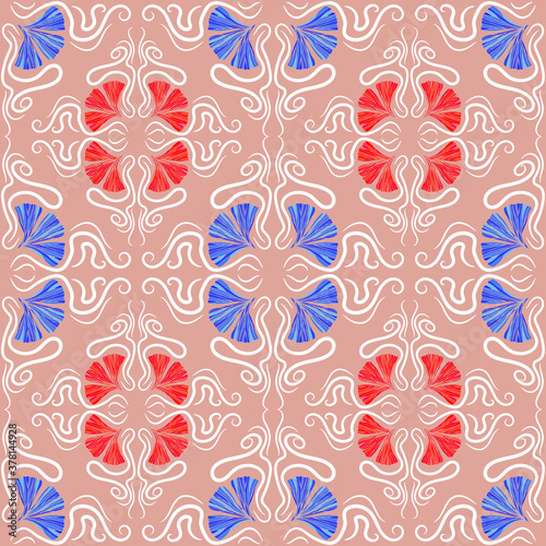 Decorative flowers seamless pattern. Vector stock illustration