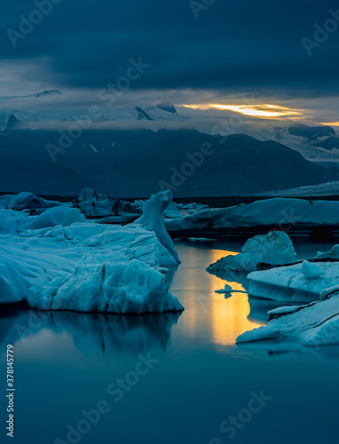 iceberg at night in iceland