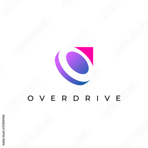 overdrive - letter o logo with up arrow photo